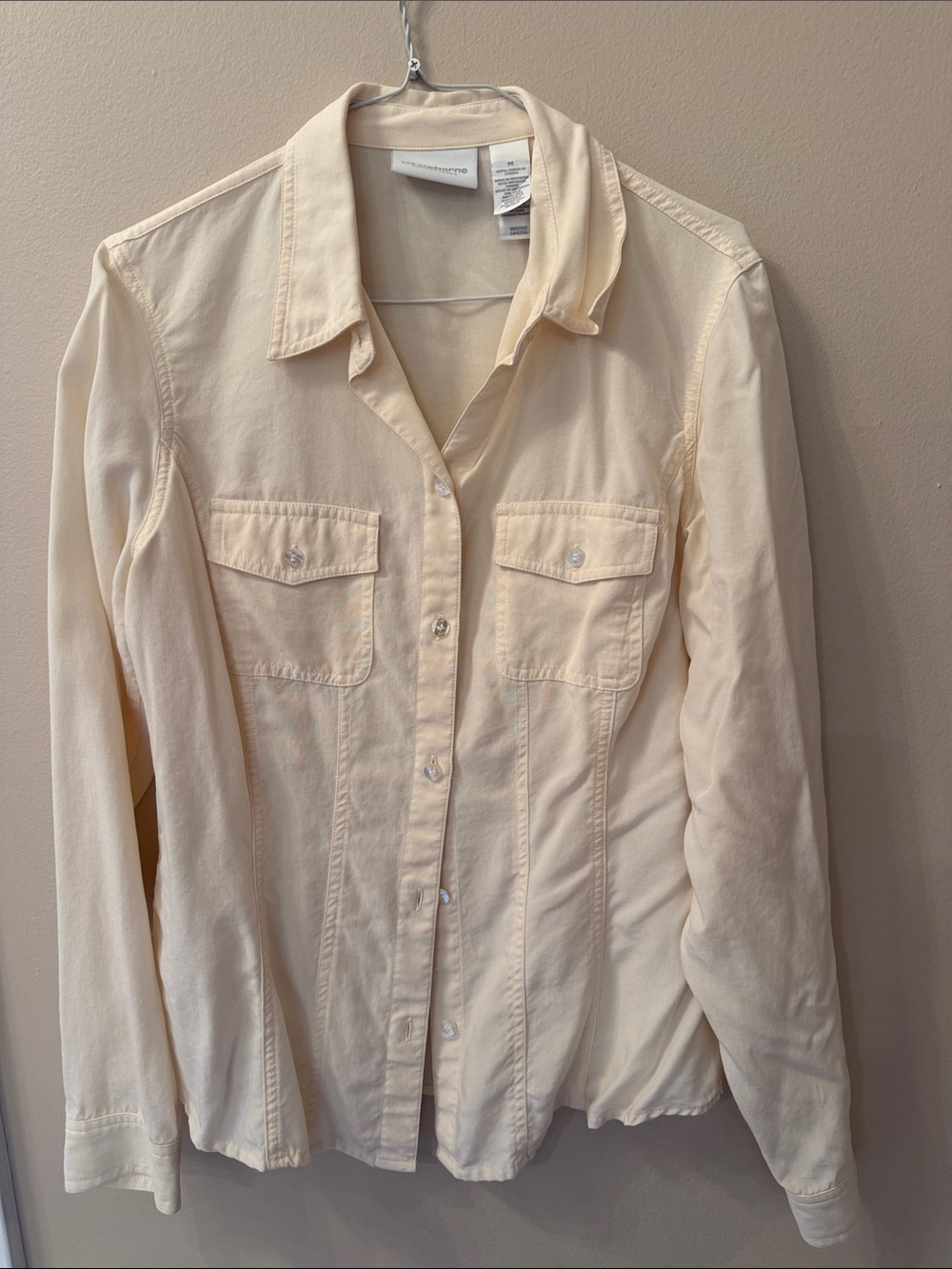 Liz Claiborne Cream Button-Front jean Shirt